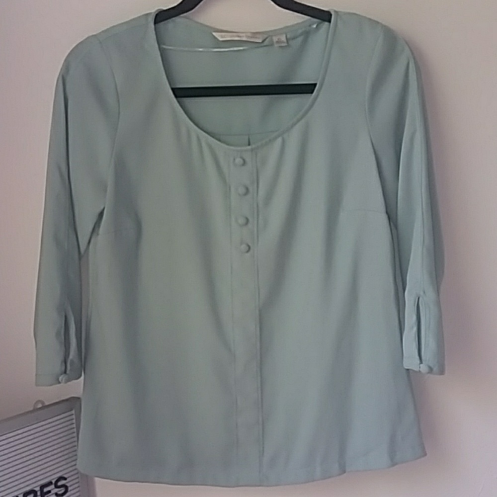 3/$10 LC Blue peasant top with pretty detailing
